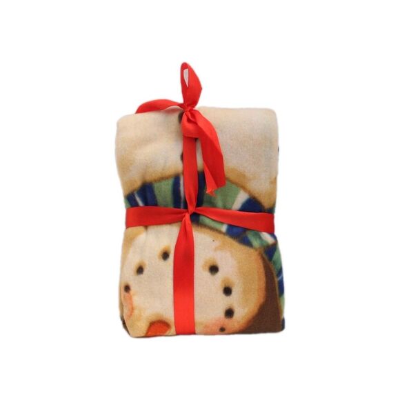 J&M Throw Fleece Snowmen New - Picture 2 of 2
